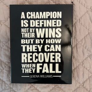 Serena Williams Black & White Motivational Quote Plaque